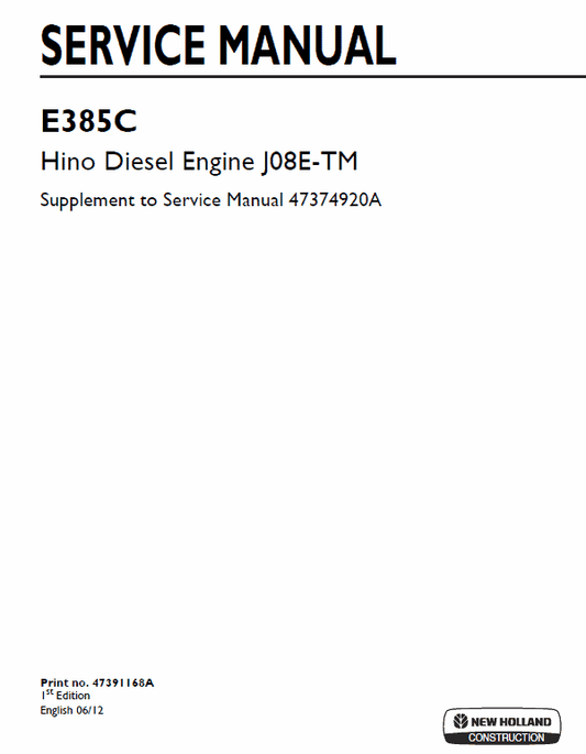 Hino Diesel Engine J08E-TM Service Manual Workshop Guide
