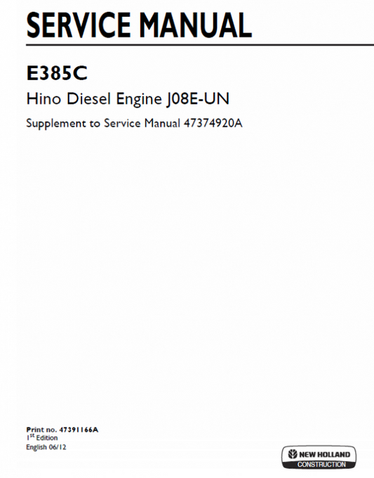 Hino Diesel Engine J08E-UN Service Manual Workshop Guide