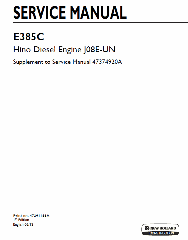 Hino Diesel Engine J08E-UN Service Manual Workshop Guide