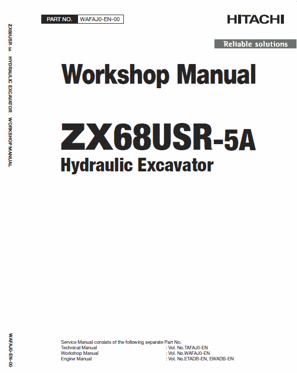 Hitachi ZX68USR-5A Excavator Service Repair Manual Workshop Guide