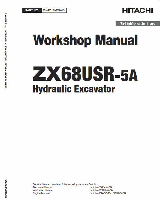 Hitachi ZX68USR-5A Excavator Service Repair Manual Workshop Guide