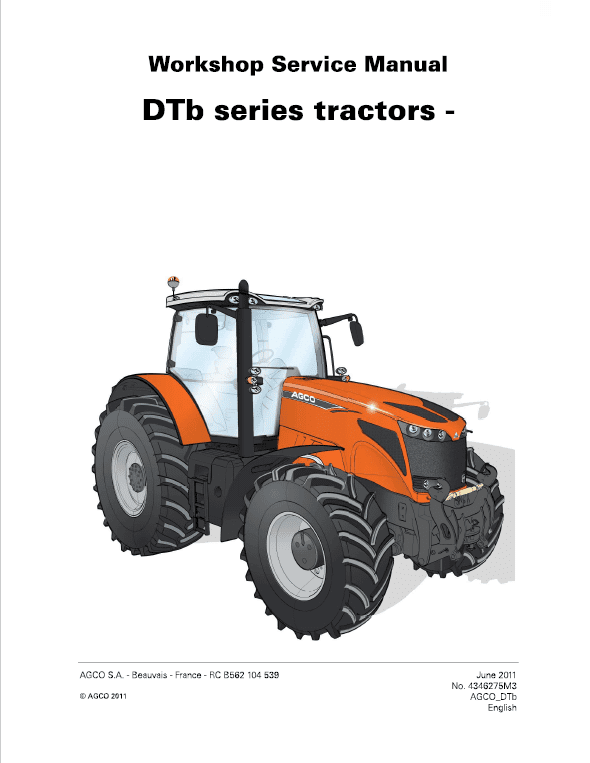 AGCO DT205B, DT225B, DT250B, DT275B, DT300B Tractor Service Manual Workshop Guide
