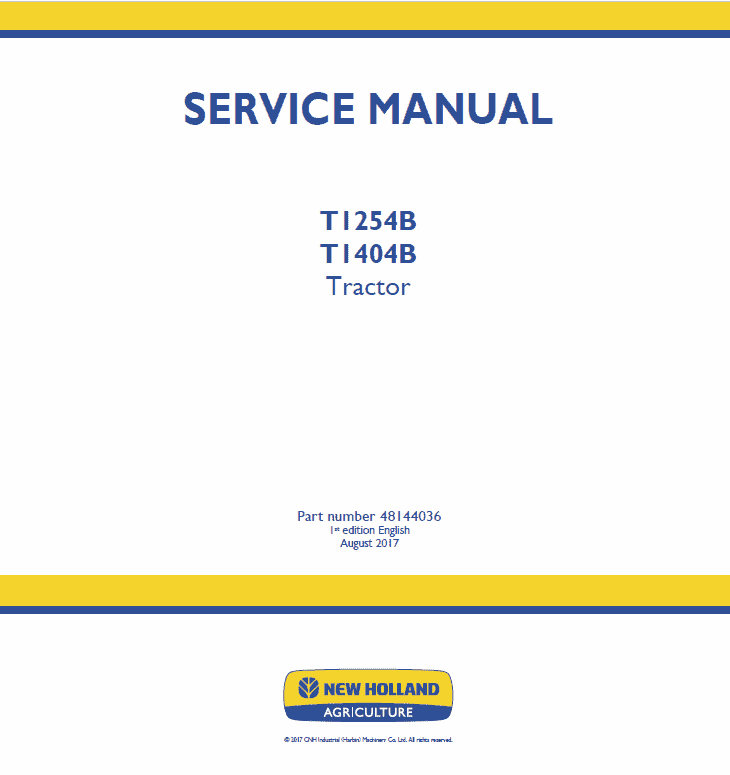 New Holland T1254B, T1404B Tractor Service Manual Workshop Guide