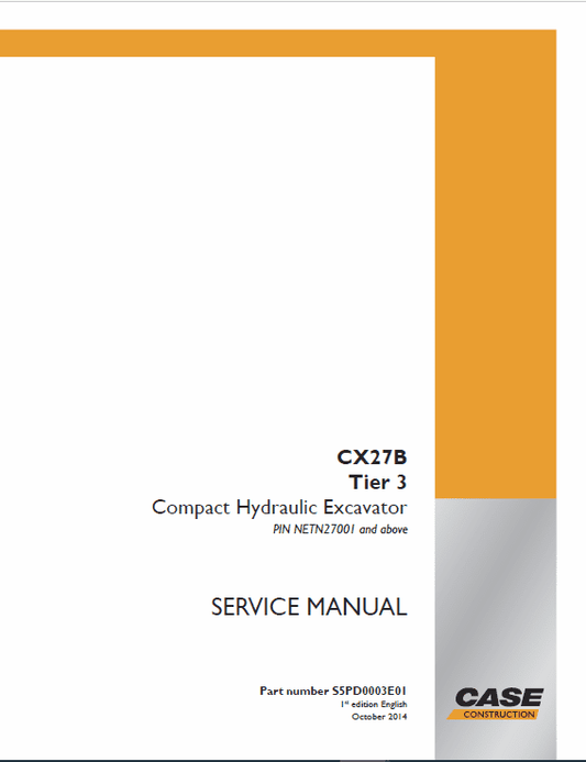Case CX27B Excavator Service Manual Workshop Guide