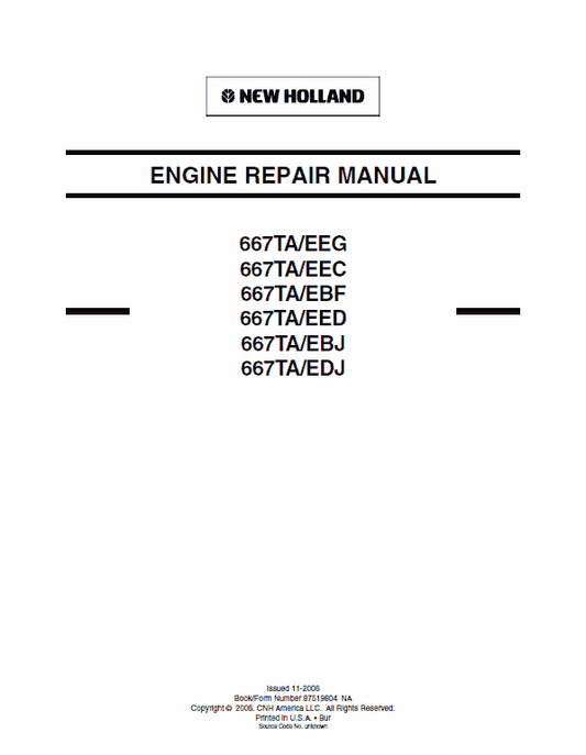 667TA EEG, 667TA EEC, 667TA EBF, 667TA EED, 667TA EBJ, 667TA EDJ Engine Manual Workshop Guide