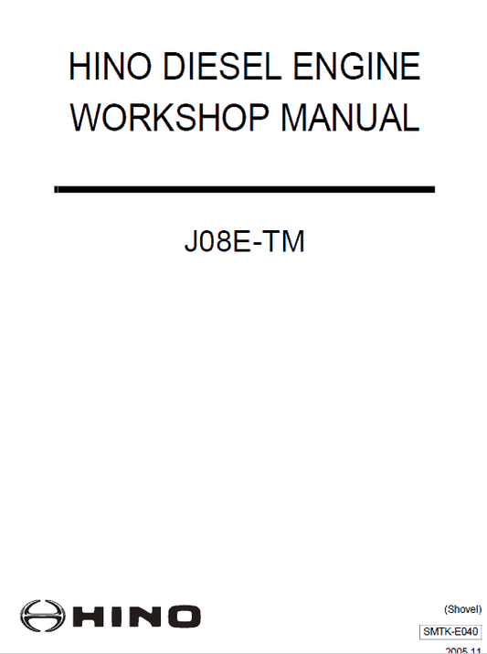 Hino J08E-TM Engine Workshop Service Manual Workshop Guide