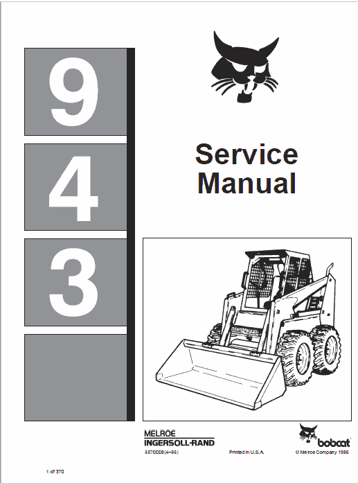 Bobcat 943 Skid-Steer Loader Service Manual Workshop Guide