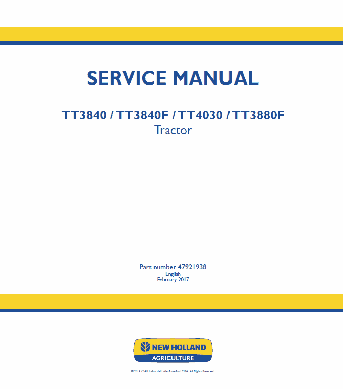 New Holland TT3840, TT3840F, TT4030, TT3880F Tractor Service Manual Workshop Guide