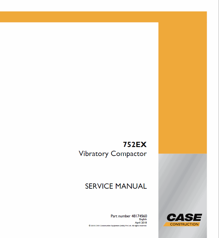 Case 752EX Vibratory Compactor Service Manual Workshop Guide