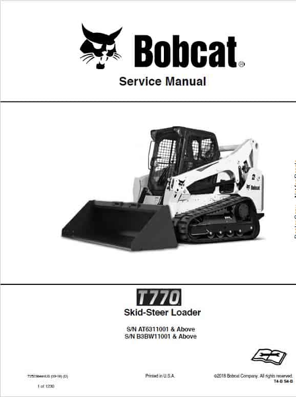 Bobcat T770 Loader Service Manual Workshop Guide