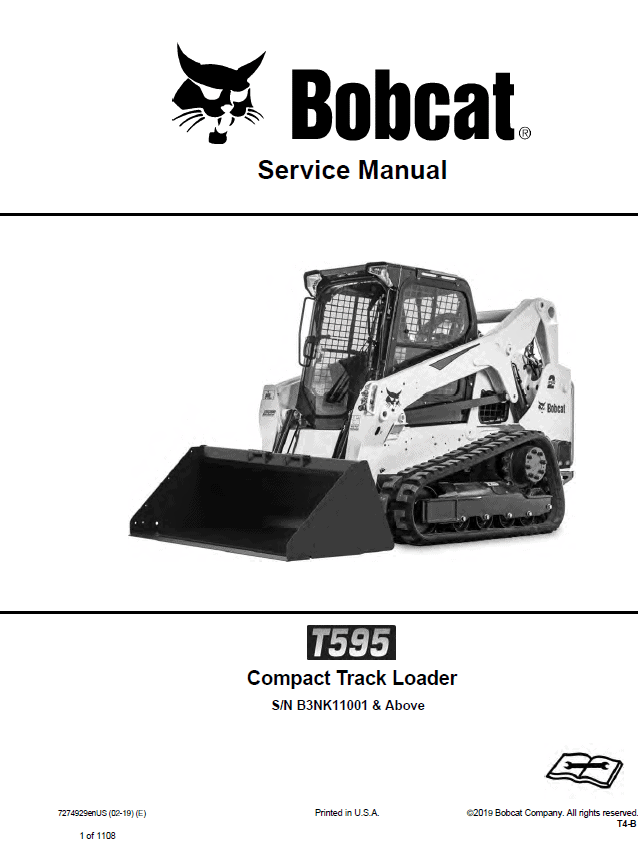 Bobcat T595 Compact Track Loader Service Repair Manual Workshop Guide