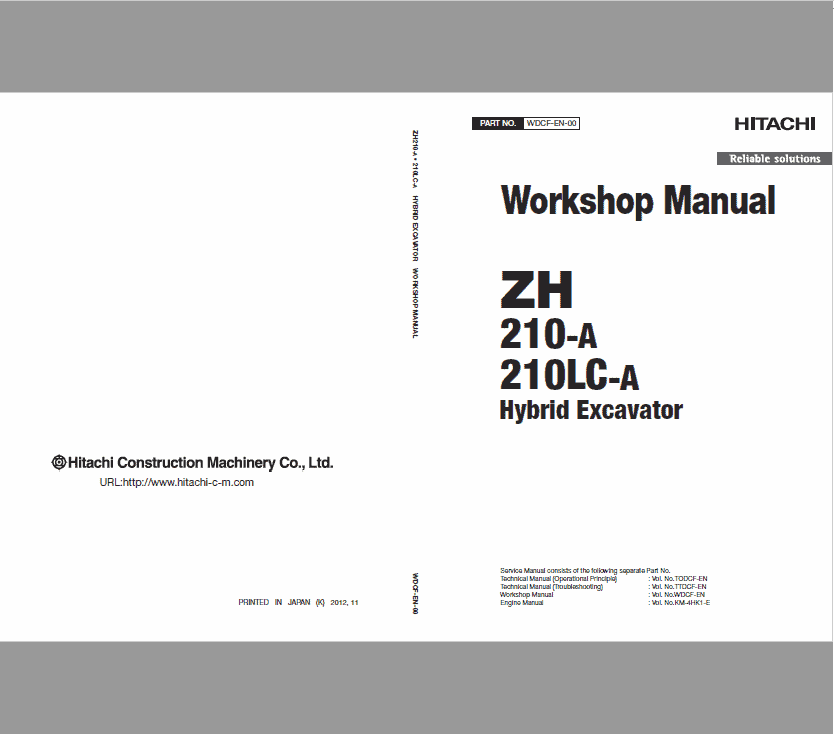 Hitachi ZH210-A and ZH210LC-A Excavator Service Repair Manual Workshop Guide