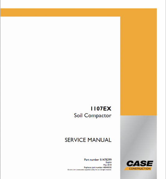 Case 1107EX Soil Compactor Service Manual Workshop Guide