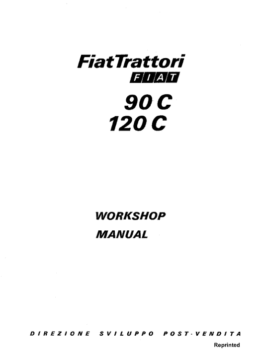 Fiat 90C, 120C Tractor Workshop Service Manual Workshop Guide