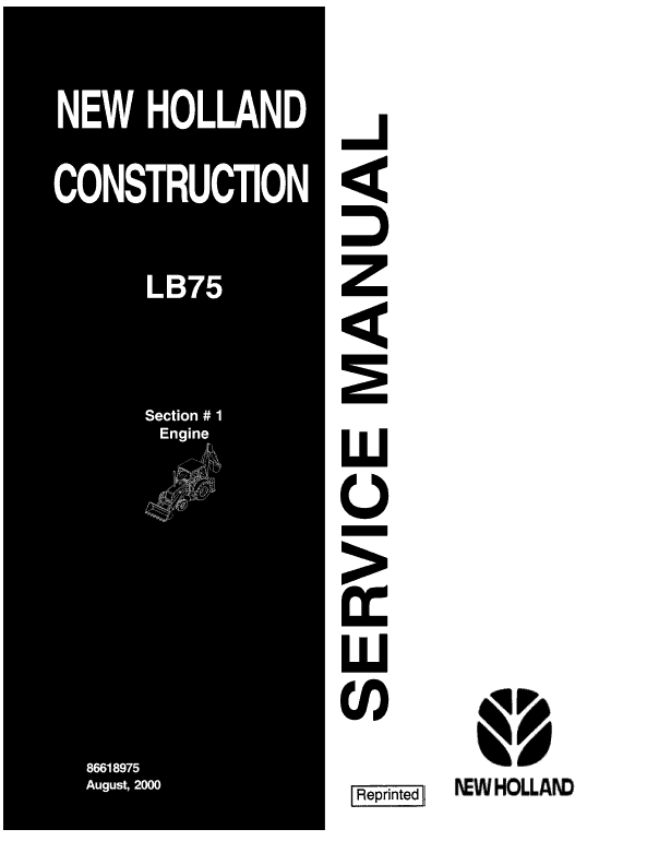 New Holland LB75 Backhoe Loader Service Manual Workshop Guide