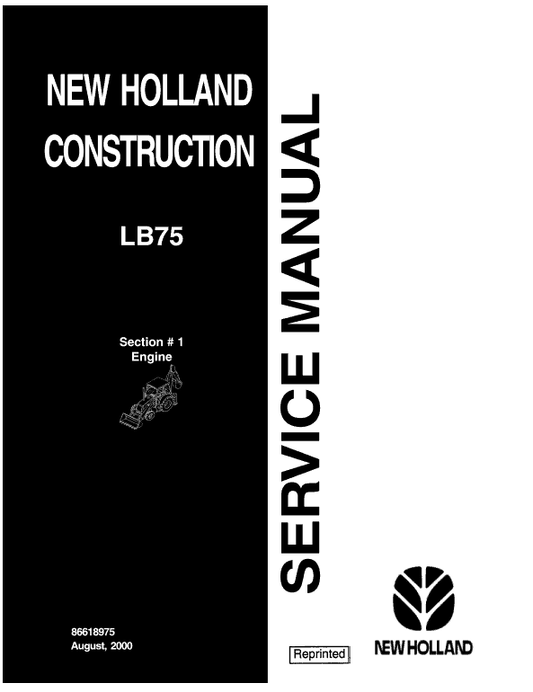 New Holland LB75 Backhoe Loader Service Manual Workshop Guide