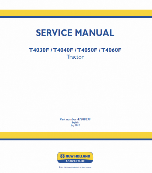 New Holland T4030F, T4040F, T4050F, T4060F Tractor Service Manual Workshop Guide