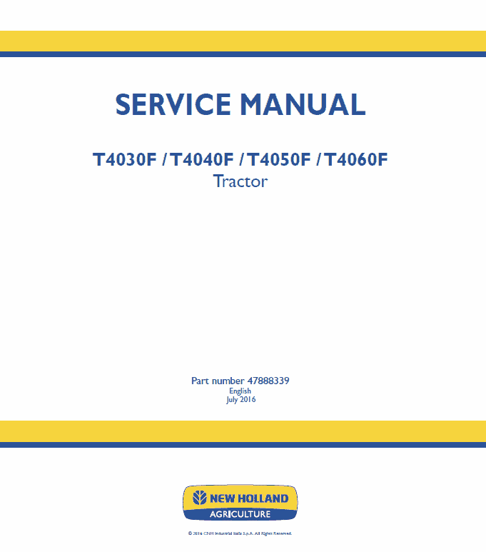 New Holland T4030F, T4040F, T4050F, T4060F Tractor Service Manual Workshop Guide