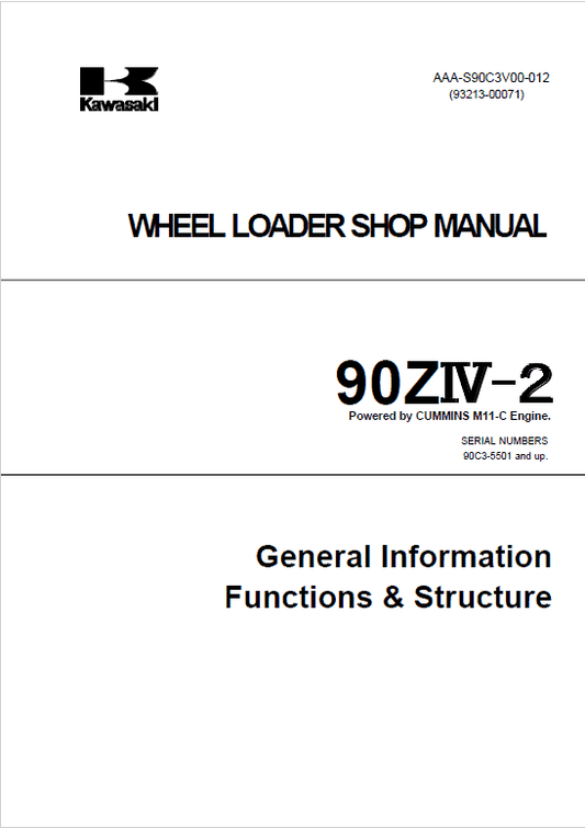 Kawasaki 90ZIV-2 Wheel Loader Repair Service Manual