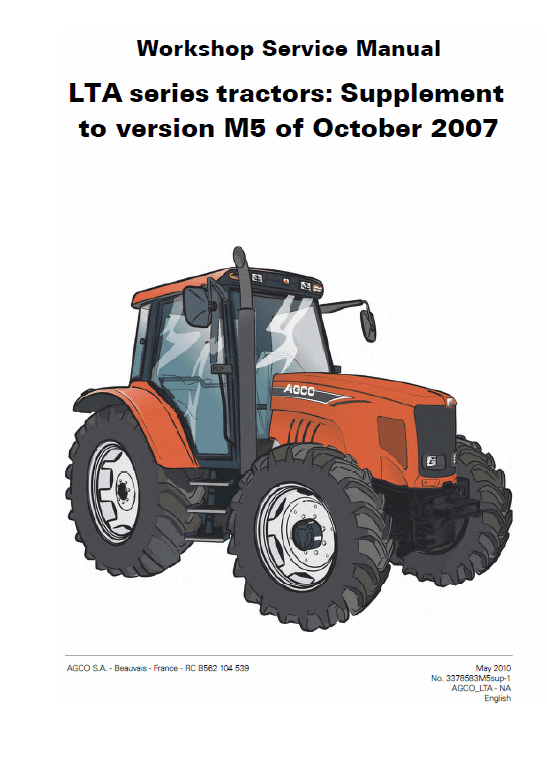 AGCO LT75A, LT85A, LT90A, LT95A Tractor Workshop Service Manual Workshop Guide