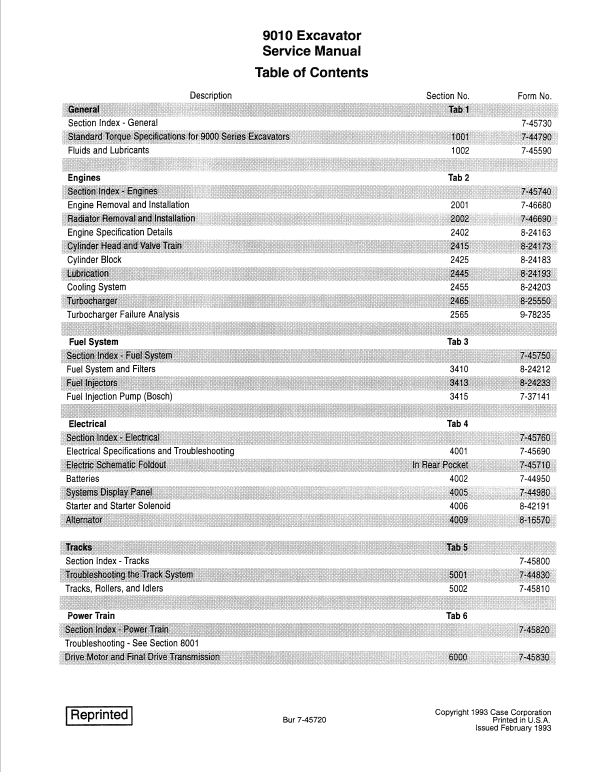 Case 9010 Excavator Service Manual Workshop Guide