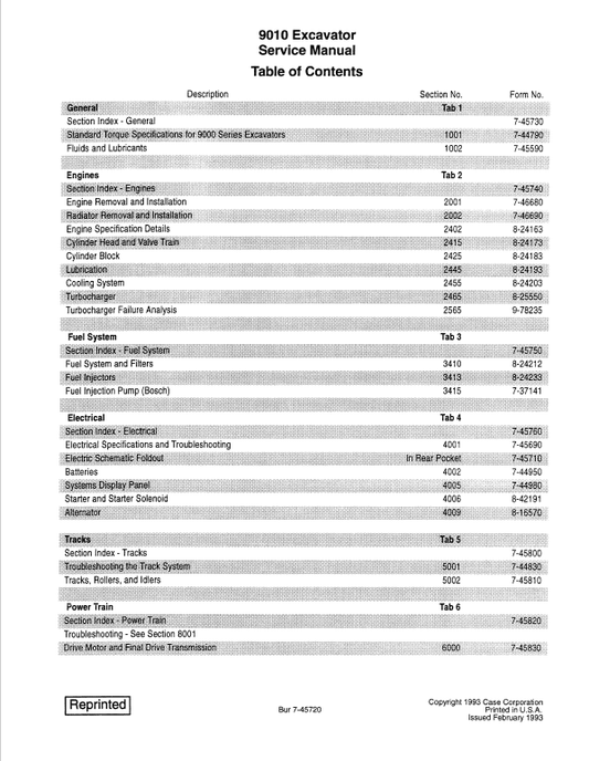 Case 9010 Excavator Service Manual Workshop Guide