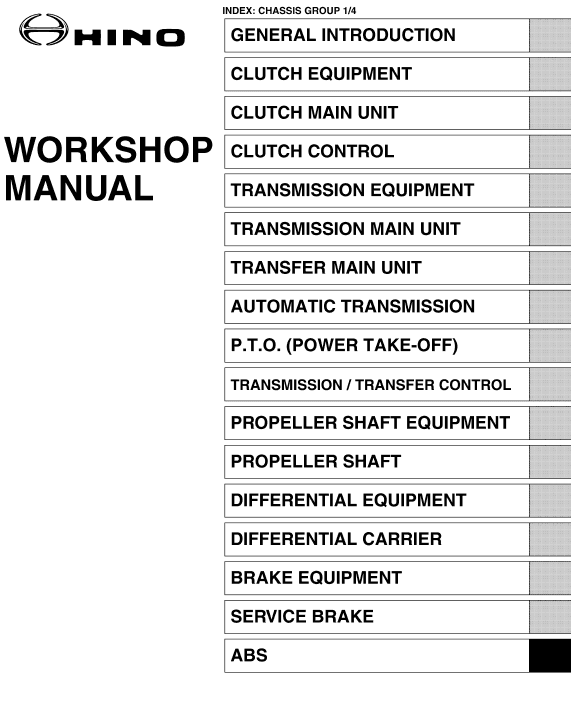 Hino Truck 2010 Service Manual Workshop Guide