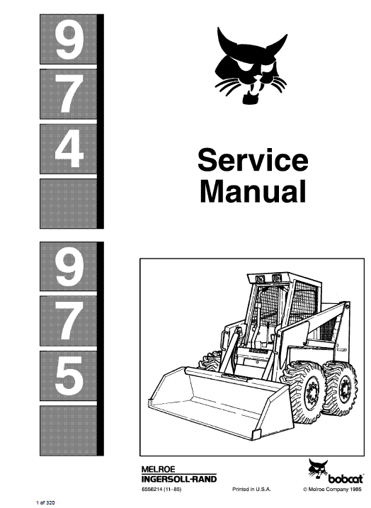 Bobcat 974 and 975 Loader Service Manual Workshop Guide