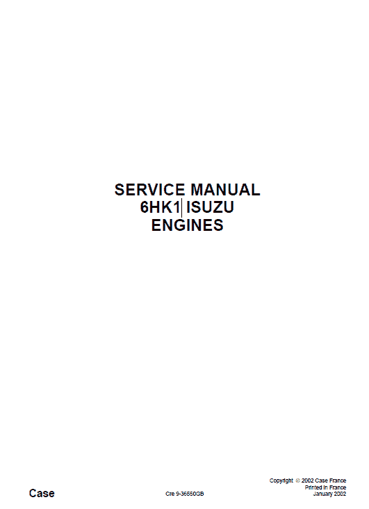 Isuzu 6HK1 Engines Service Manual Workshop Guide