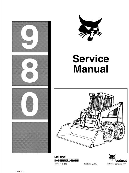 Bobcat 980 Skid-Steer Loader Service Manual Workshop Guide