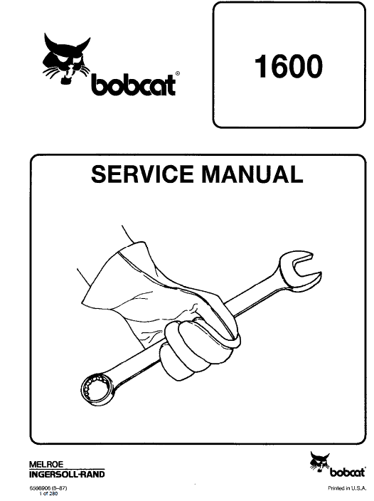 Bobcat 1600 Loader Service Manual Workshop Guide
