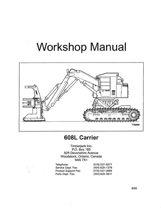 Timberjack 608L Feller Buncher Service Repair Manual Workshop Guide