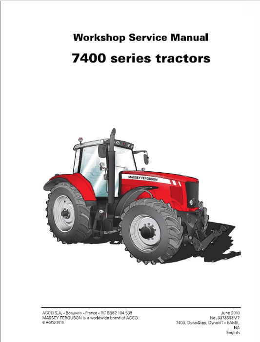 Massey Ferguson 7485, 7490, 7495, 7497, 7499 Tractor Service Manual Workshop Guide