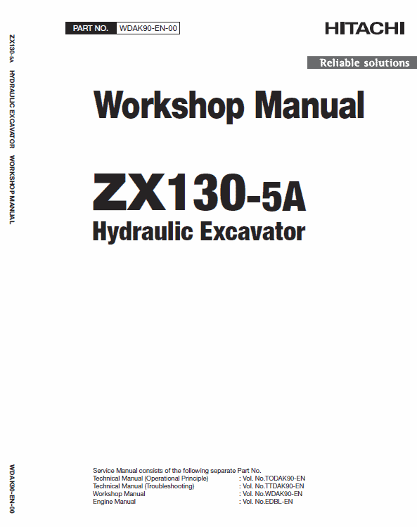 Hitachi ZX130-5A Excavator Service Repair Manual Workshop Guide