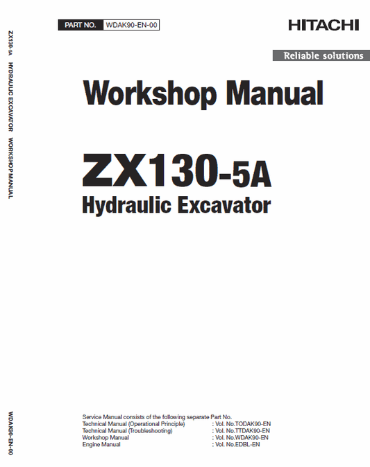 Hitachi ZX130-5A Excavator Service Repair Manual Workshop Guide