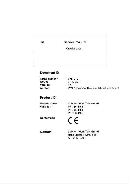 Liebherr PR 736 Crawler Dozer Repair Service Manual