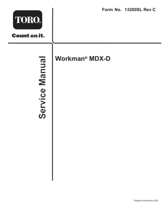 Toro Workman MDX-D Service Repair Manual Workshop Guide