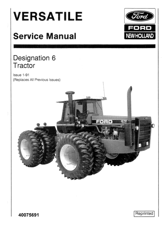 Ford Versatile 756, 836, 856, 876 Tractor Service Manual Workshop Guide