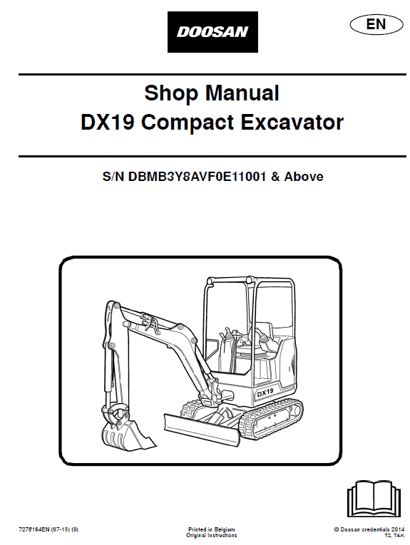 Doosan DX19 Excavator Service Manual Workshop Guide