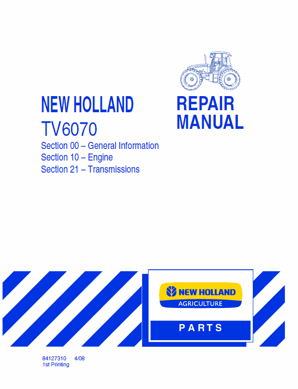 New Holland TV6070 Tractor Service Manual Workshop Guide