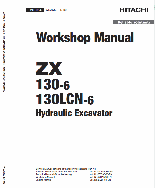 Hitachi ZX130-6 and ZX130LCN-6 Excavator Service Repair Manual Workshop Guide
