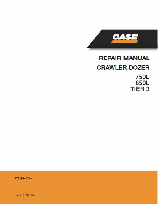 Case 750L, 850L Crawler Dozer Service Manual Workshop Guide