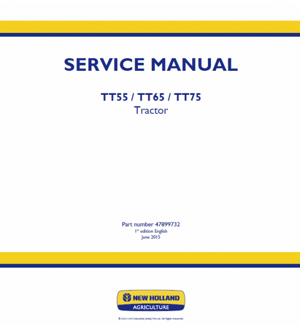 New Holland TT55, TT65, TT75 Tractor Service Manual Workshop Guide