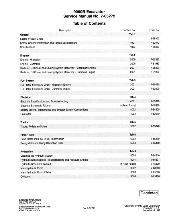 Case 9060B Excavator Service Manual Workshop Guide