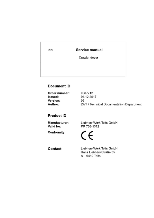 Liebherr PR 756 Crawler Dozer Repair Service Manual