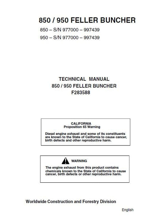 Timberjack 850, 950 Feller Bunchers (977000 – 997439) Workshop Guide