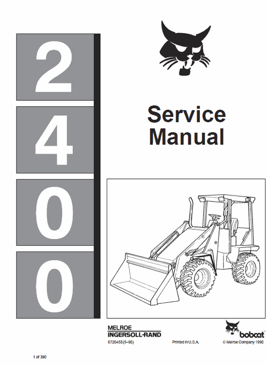 Bobcat 2400 Loader Service Manual Workshop Guide