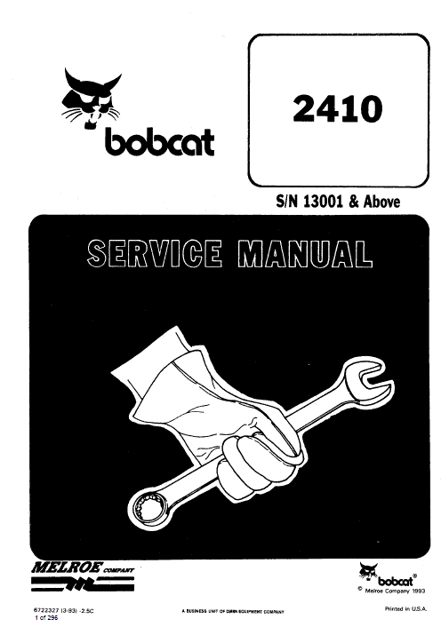 Bobcat 2410 Loader Service Manual Workshop Guide