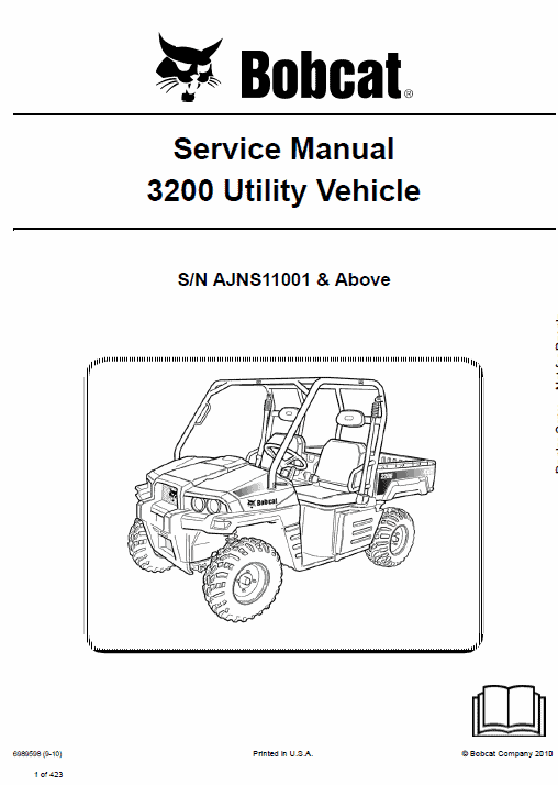 Bobcat 3200 Utility Vehicle Service Repair Manual Workshop Guide