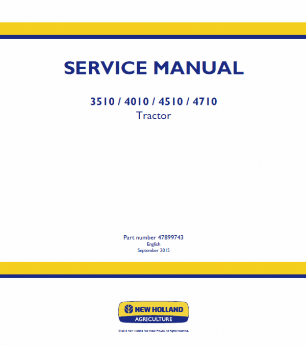 New Holland 3510, 4010, 4510, 4710 Tractor Service Manual Workshop Guide
